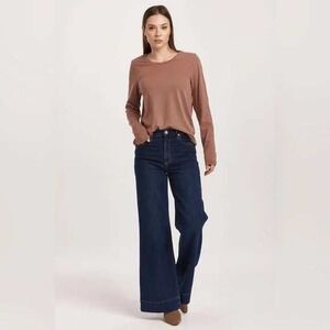 NWT Dear John Fiona Wide Leg Jeans Size 28 Dark Wash High Rise